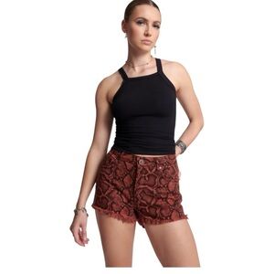 One Teaspoon Bonitas High Waist Denim Shorts Python Snake Print Size 26 AU/ 4 US